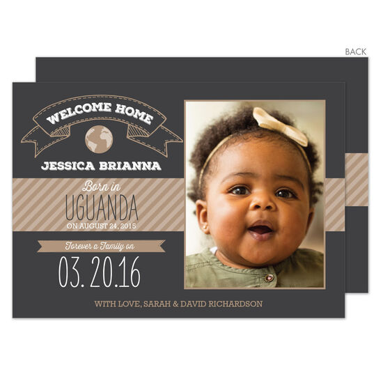 Tan Welcome Banner Photo Adoption Announcements